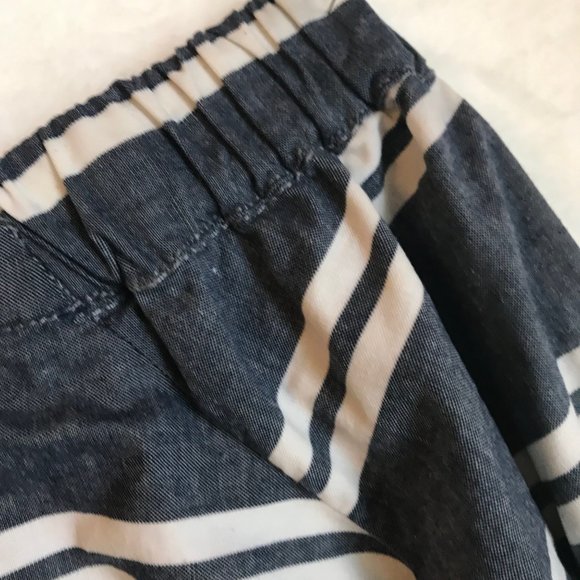 The Limited Denim Blue White Stripe off shoulder 3/4 sleeve Womens top sz small - Picture 8 of 11